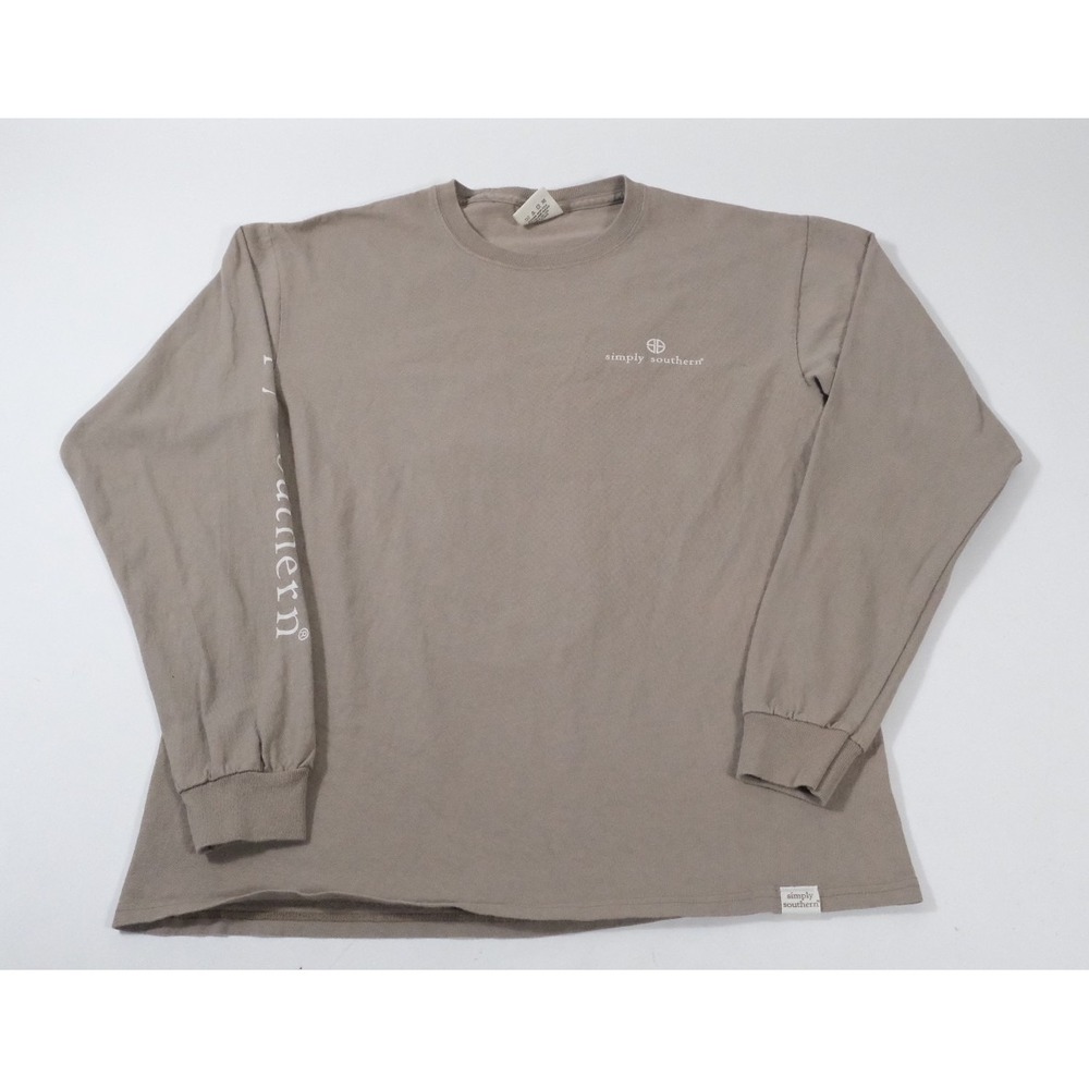 Simply Southern Shirt Women Medium Brown Hey Deer Graphic Long Sleeve Cotton Tee